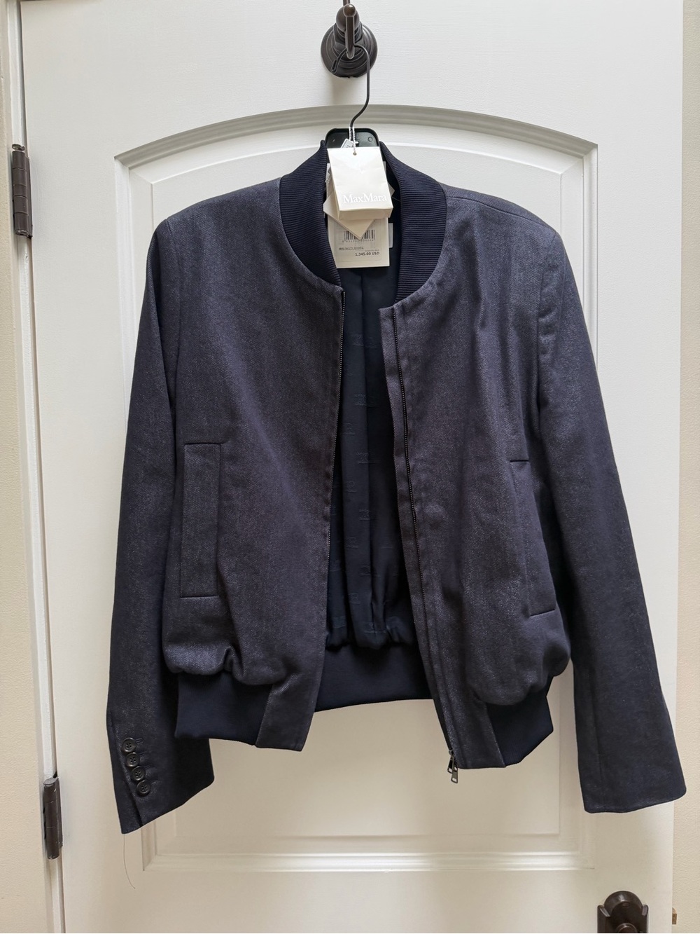 Max Mara Preston Ultramarine Bomber Jacket IT 44 US 10 NWT